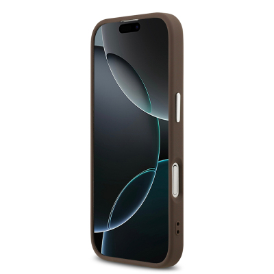 Apple iPhone 17 Kılıf Guess Orjinal Lisanslı M-safe Şarj Özellikli Gümüş Metal Kamera Çerçeveli Üçgen Logo 4G Desenli Kapak - 7