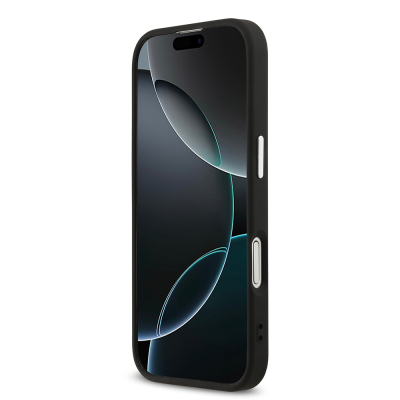 Apple iPhone 17 Kılıf Guess Orjinal Lisanslı M-safe Şarj Özellikli Gümüş Metal Kamera Çerçeveli Üçgen Logo 4G Desenli Kapak - 13