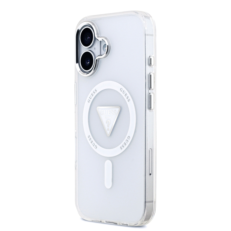 Apple iPhone 17 Kılıf Guess Orjinal Lisanslı M-safe Şarj Özellikli IML Baskılı Üçgen Logolu Metal Kamera Çerçeveli Kapak - 10