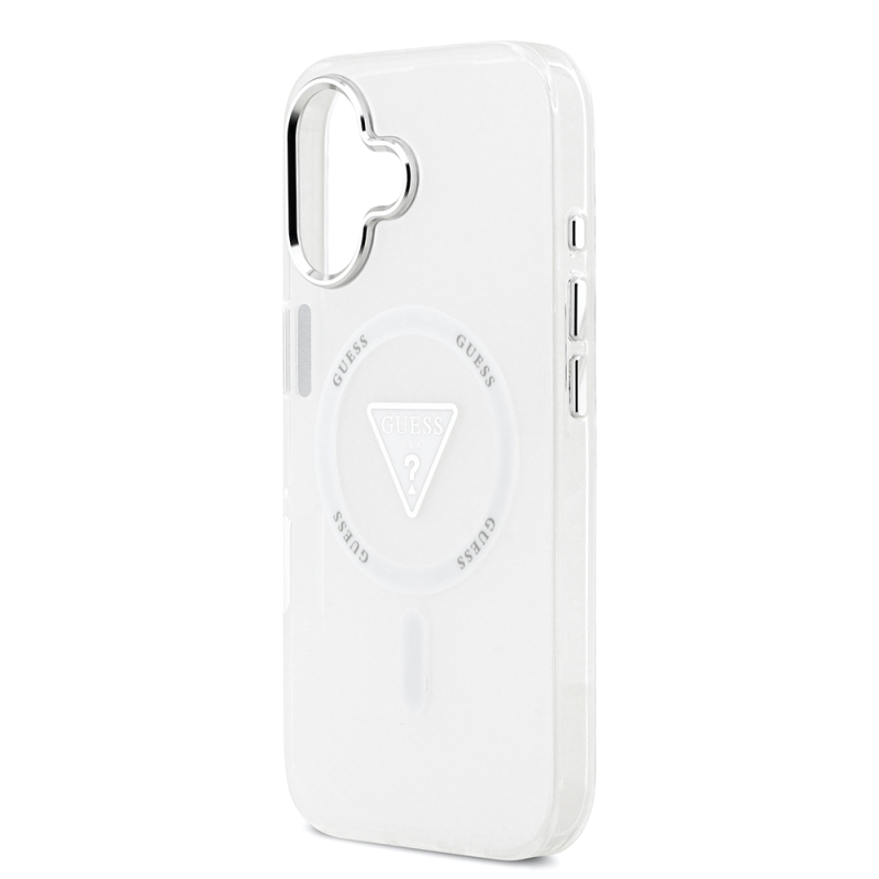 Apple iPhone 17 Kılıf Guess Orjinal Lisanslı M-safe Şarj Özellikli IML Baskılı Üçgen Logolu Metal Kamera Çerçeveli Kapak - 14