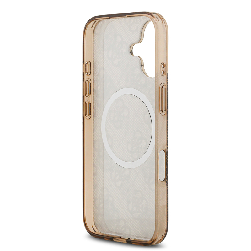 Apple iPhone 17 Kılıf Guess Orjinal Lisanslı M-safe Şarj Özellikli IML Peony ve 4G Desenli Klasik Logolu Kapak - 17