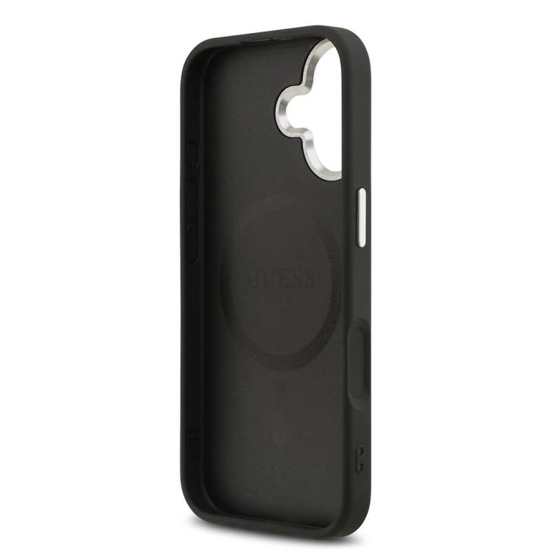 Apple iPhone 17 Kılıf Guess Orjinal Lisanslı M-safe Şarj Özellikli Klasik Yazı Logolu PU Deri Kapak - 9