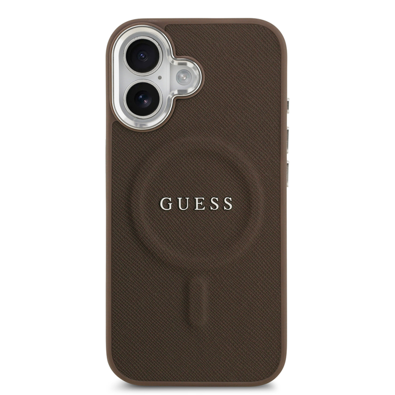 Apple iPhone 17 Kılıf Guess Orjinal Lisanslı M-safe Şarj Özellikli Klasik Yazı Logolu PU Deri Kapak - 11