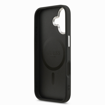 Apple iPhone 17 Kılıf Guess Orjinal Lisanslı M-safe Şarj Özellikli PU Deri Metal Kamera Çerçeveli Üçgen Logolu Kapak - 7