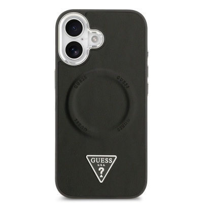Apple iPhone 17 Kılıf Guess Orjinal Lisanslı M-safe Şarj Özellikli PU Deri Metal Kamera Çerçeveli Üçgen Logolu Kapak - 6