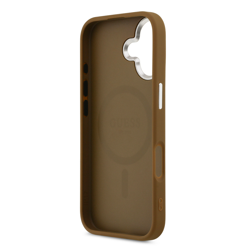 Apple iPhone 17 Kılıf Guess Orjinal Lisanslı M-safe Şarj Özellikli PU Deri Metal Kamera Çerçeveli Üçgen Logolu Kapak - 16