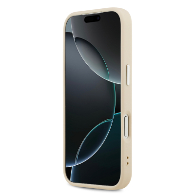 Apple iPhone 17 Kılıf Guess Orjinal Lisanslı M-safe Şarj Özellikli Sıcak Baskılı Klasik Yazı Logolu PU Deri Peony Kapak - 7