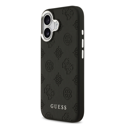 Apple iPhone 17 Kılıf Guess Orjinal Lisanslı M-safe Şarj Özellikli Sıcak Baskılı Klasik Yazı Logolu PU Deri Peony Kapak - 11