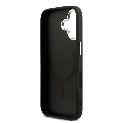 Apple iPhone 17 Kılıf Guess Orjinal Lisanslı M-safe Şarj Özellikli Sıcak Baskılı Klasik Yazı Logolu PU Deri Peony Kapak - 16