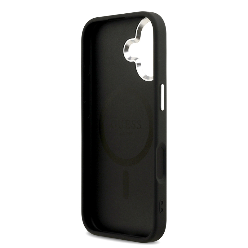 Apple iPhone 17 Kılıf Guess Orjinal Lisanslı M-safe Şarj Özellikli Sıcak Baskılı Klasik Yazı Logolu PU Deri Peony Kapak - 16