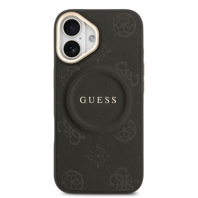 Apple iPhone 17 Kılıf Guess Orjinal Lisanslı M-safe Şarj Özellikli Sıcak Baskılı Yazı Logolu PU Deri Peony Kapak - 6