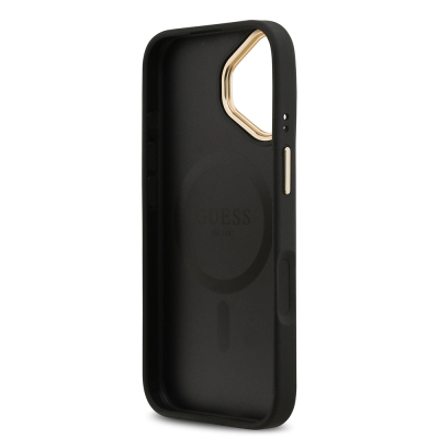 Apple iPhone 17 Kılıf Guess Orjinal Lisanslı M-safe Şarj Özellikli Sıcak Baskılı Yazı Logolu PU Deri Peony Kapak - 10