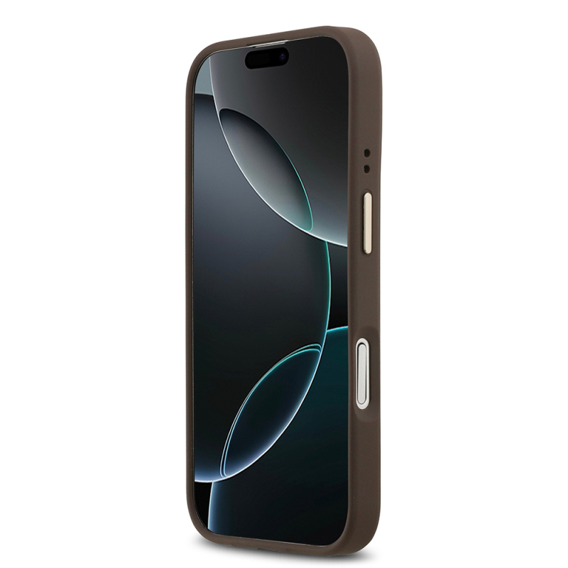 Apple iPhone 17 Kılıf Guess Orjinal Lisanslı M-safe Şarj Özellikli Sıcak Baskılı Yazı Logolu PU Deri Peony Kapak - 15