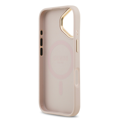 Apple iPhone 17 Kılıf Guess Orjinal Lisanslı M-safe Şarj Özellikli Sıcak Baskılı Yazı Logolu PU Deri Peony Kapak - 24