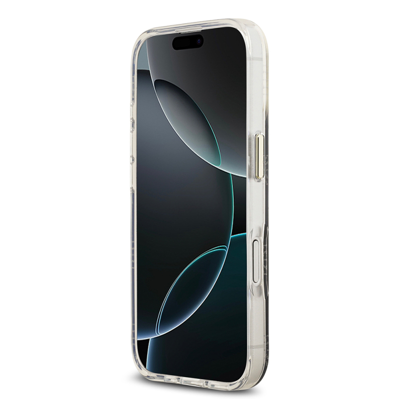 Apple iPhone 17 Kılıf Guess Orjinal Lisanslı M-safe Şarj Özellikli Simli Peony Desenli Silikon Kapak - 7