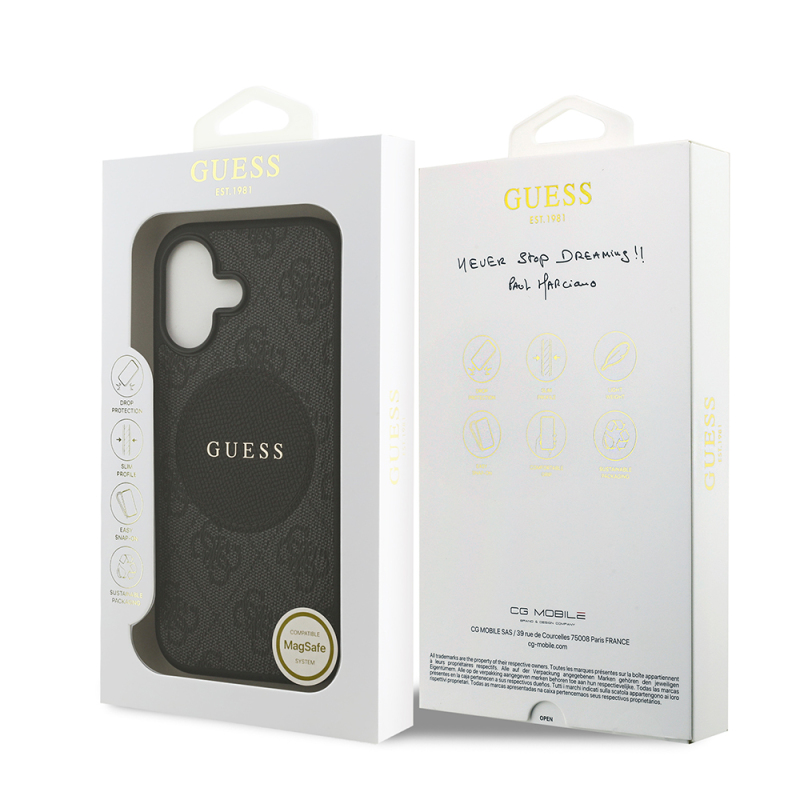 Apple iPhone 17 Kılıf Guess Orjinal Lisanslı M-safe Şarj Özellikli Yazı Logolu Circle Classic Kapak - 23