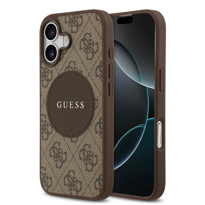 Apple iPhone 17 Kılıf Guess Orjinal Lisanslı M-safe Şarj Özellikli Yazı Logolu Circle Classic Kapak - 3