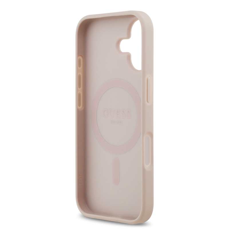 Apple iPhone 17 Kılıf Guess Orjinal Lisanslı M-safe Şarj Özellikli Yazı Logolu Circle Classic Kapak - 22