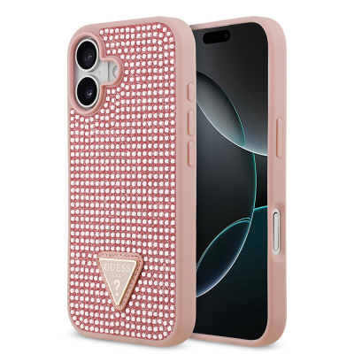 Apple iPhone 17 Kılıf Guess Orjinal Lisanslı Taşlı Arka Yüzey Üçgen Logolu Kapak - 4