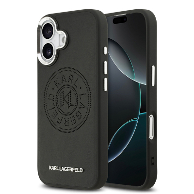 Apple iPhone 17 Kılıf Karl Lagerfeld Orjinal Lisanslı M-safe Şarj Özellikli Delikli Tasarım Metal Logolu PU Deri Kapak - 2