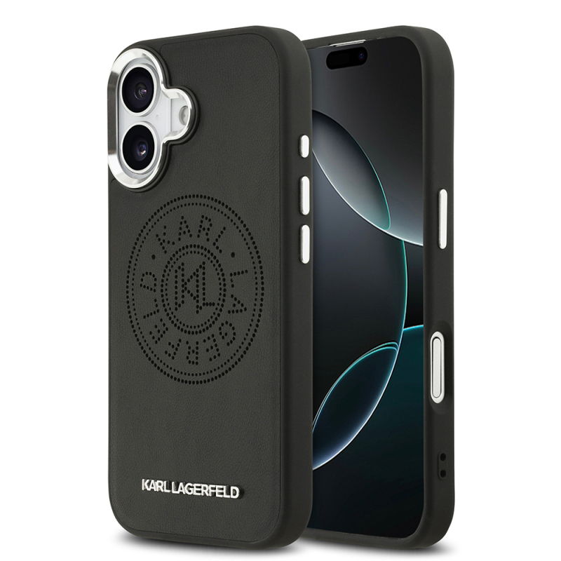 Apple iPhone 17 Kılıf Karl Lagerfeld Orjinal Lisanslı M-safe Şarj Özellikli Delikli Tasarım Metal Logolu PU Deri Kapak - 2