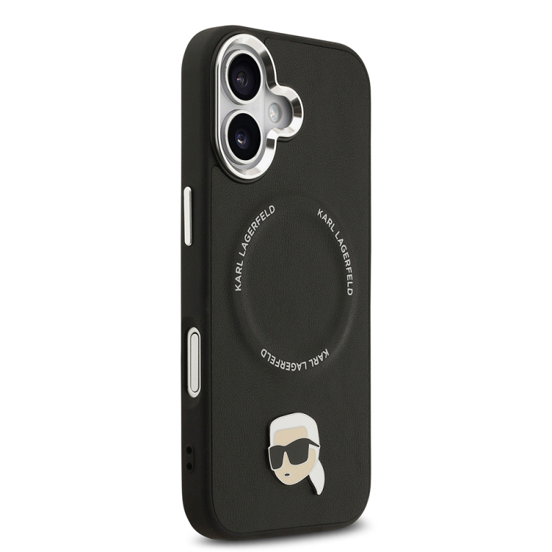 Apple iPhone 17 Kılıf Karl Lagerfeld Orjinal Lisanslı M-safe Şarj Özellikli Metal Kamera ve Buton Tasarımlı Karl PU Deri Kapak - 5