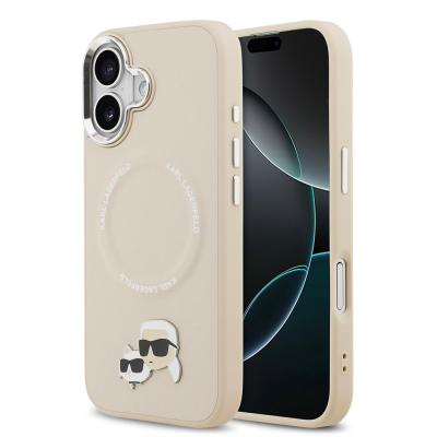 Apple iPhone 17 Kılıf Karl Lagerfeld Orjinal Lisanslı M-safe Şarj Özellikli Metal Kamera ve Buton Tasarımlı K&C PU Deri Kapak - 1