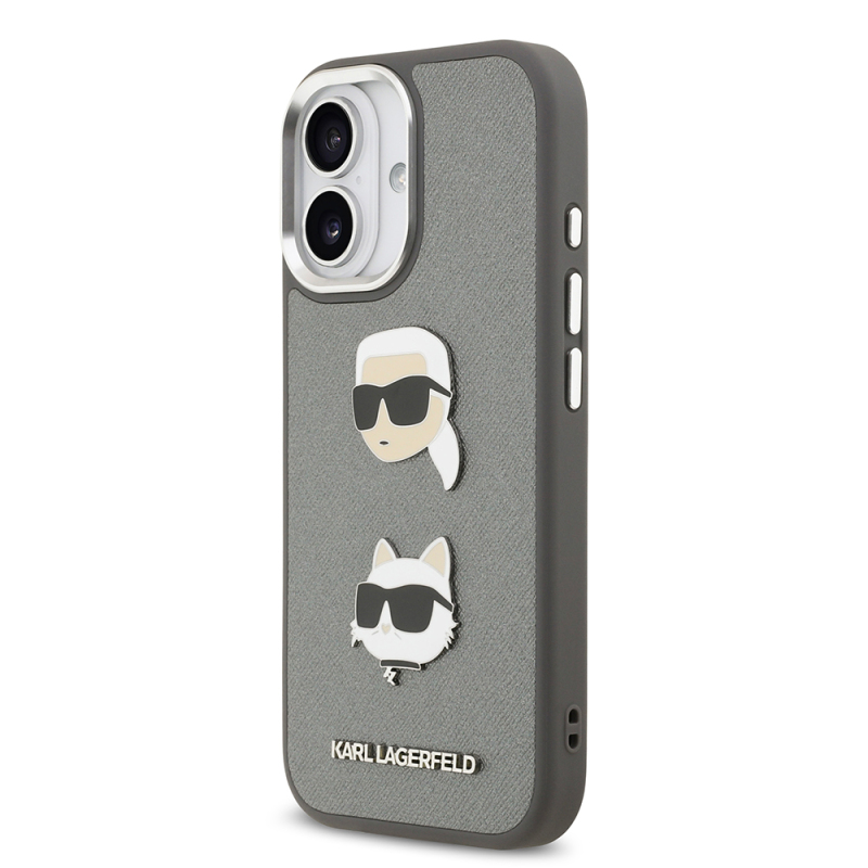 Apple iPhone 17 Kılıf Karl Lagerfeld Orjinal Lisanslı Metal Logolu K&C Heads Pin Kapak - 11