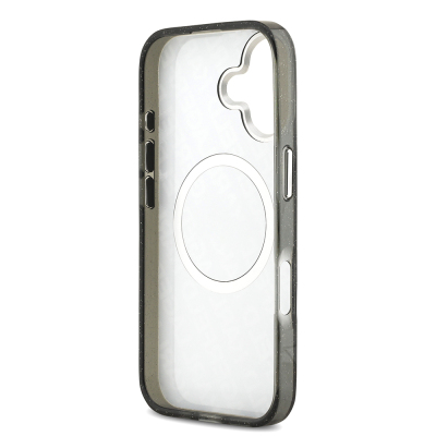 Apple iPhone 17 Kılıf Karl Lagerfeld Orjinal Lisanslı Parlayan Simli Karl & Choupette Heads Kapak - 10