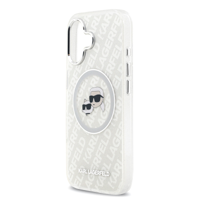 Apple iPhone 17 Kılıf Karl Lagerfeld Orjinal Lisanslı Parlayan Simli Karl & Choupette Heads Kapak - 23