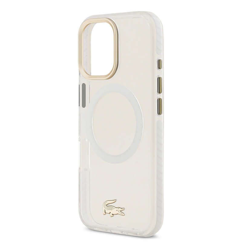 Apple iPhone 17 Kılıf Lacoste Orjinal Lisanslı M-safe Şarj Özellikli Gold Timsah Logolu Buzlu Kapak - 23