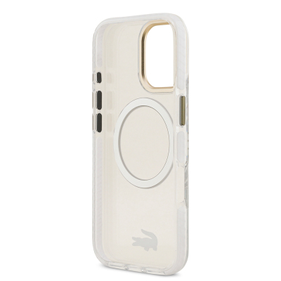 Apple iPhone 17 Kılıf Lacoste Orjinal Lisanslı M-safe Şarj Özellikli Gold Timsah Logolu Buzlu Kapak - 24