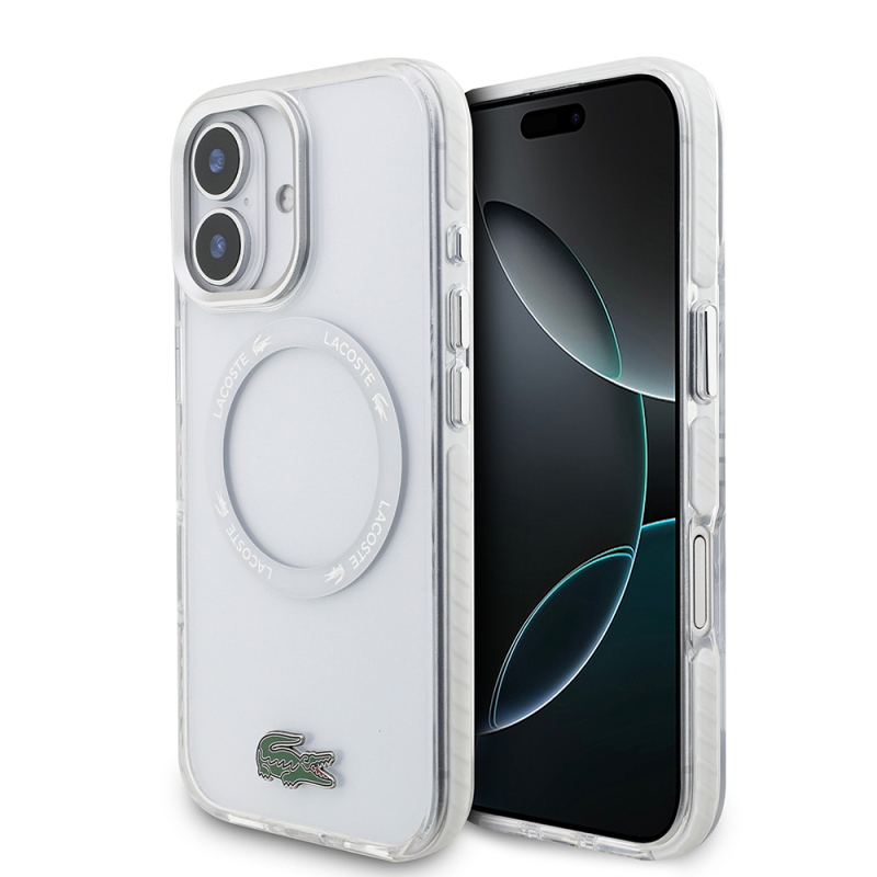Apple iPhone 17 Kılıf Lacoste Orjinal Lisanslı M-safe Şarj Özellikli İkonik Timsah Logolu Buzlu Kapak - 1