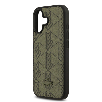 Apple iPhone 17 Kılıf Lacoste Orjinal Lisanslı M-safe Şarj Özellikli PU Deri Tasarımlı Kartlıklı Karışık Monogram Desenli Kapak - 18