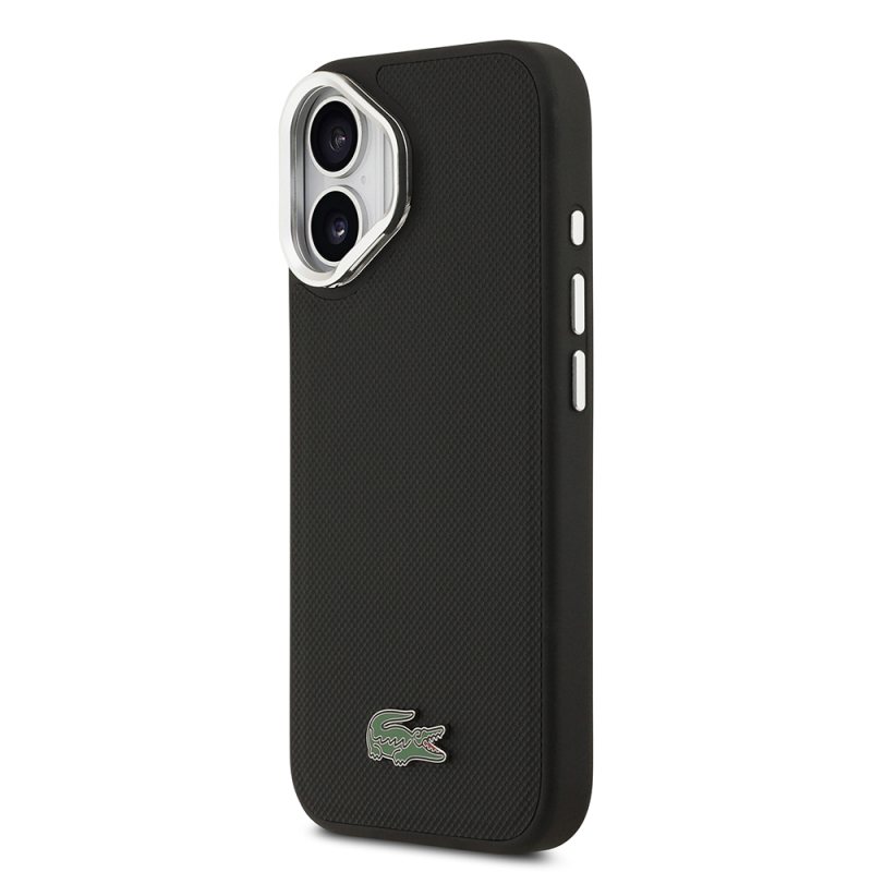 Apple iPhone 17 Kılıf Lacoste Orjinal Lisanslı M-safe Şarj Özellikli PU Pike Desenli Standlı Metal Logolu Kapak - 3