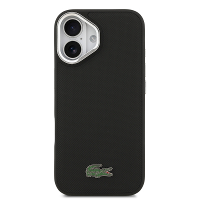Apple iPhone 17 Kılıf Lacoste Orjinal Lisanslı M-safe Şarj Özellikli PU Pike Desenli Standlı Metal Logolu Kapak - 4