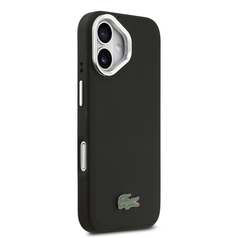 Apple iPhone 17 Kılıf Lacoste Orjinal Lisanslı M-safe Şarj Özellikli PU Pike Desenli Standlı Metal Logolu Kapak - 5
