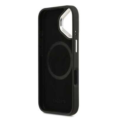 Apple iPhone 17 Kılıf Lacoste Orjinal Lisanslı M-safe Şarj Özellikli PU Pike Desenli Standlı Metal Logolu Kapak - 8