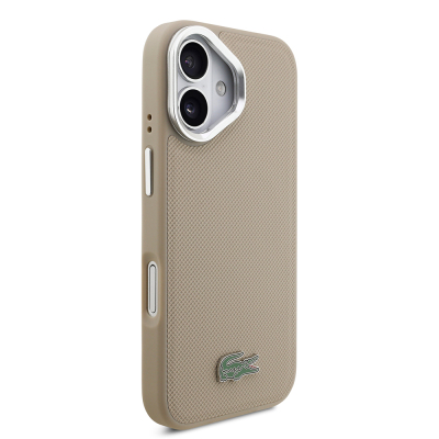 Apple iPhone 17 Kılıf Lacoste Orjinal Lisanslı M-safe Şarj Özellikli PU Pike Desenli Standlı Metal Logolu Kapak - 14