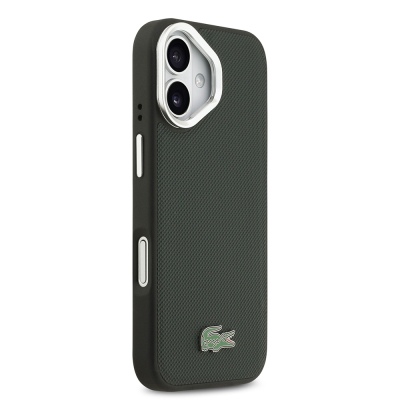 Apple iPhone 17 Kılıf Lacoste Orjinal Lisanslı M-safe Şarj Özellikli PU Pike Desenli Standlı Metal Logolu Kapak - 21