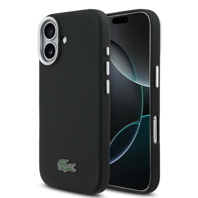 Apple iPhone 17 Kılıf Lacoste Orjinal Lisanslı M-Safe Şarj Özellikli PVC Pike Desenli Arka Yüzey İkonik Timsah Dokuma Logolu Kapak - 1