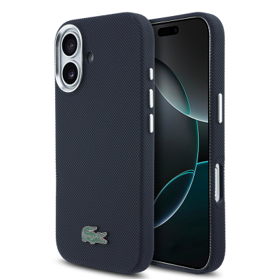 Apple iPhone 17 Kılıf Lacoste Orjinal Lisanslı M-Safe Şarj Özellikli PVC Pike Desenli Arka Yüzey İkonik Timsah Dokuma Logolu Kapak - 17