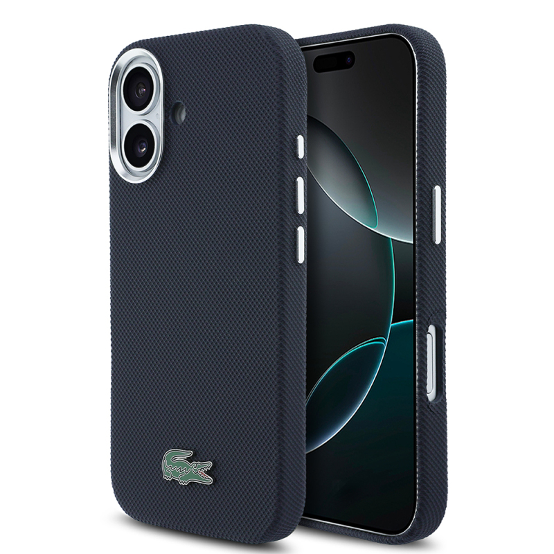 Apple iPhone 17 Kılıf Lacoste Orjinal Lisanslı M-Safe Şarj Özellikli PVC Pike Desenli Arka Yüzey İkonik Timsah Dokuma Logolu Kapak - 17