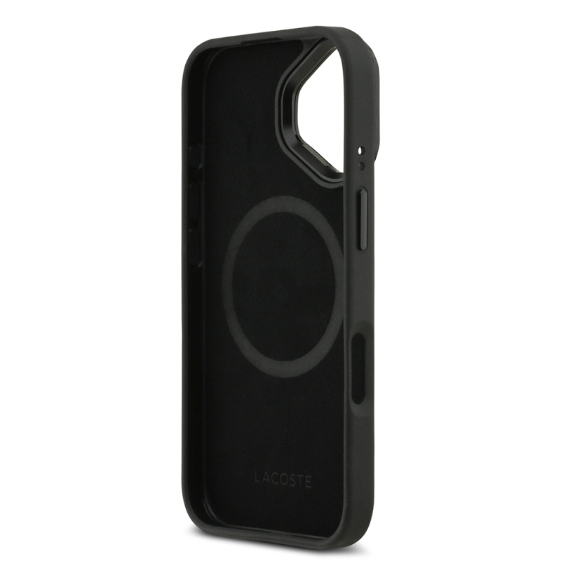 Apple iPhone 17 Kılıf Lacoste Orjinal Lisanslı M-safe Şarj Özellikli Standlı PU Deri Karışık Monogram Desenli Kapak - 8