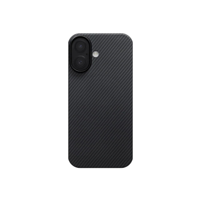 Apple iPhone 17 Kılıf M-safe Şarj Özellikli 1500D Aramid Fiber Pitaka Ultra-Slim Classic Serisi Black-Grey Twill Kapak - 6