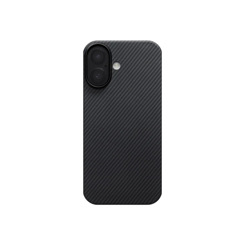 Apple iPhone 17 Kılıf M-safe Şarj Özellikli 1500D Aramid Fiber Pitaka Ultra-Slim Classic Serisi Black-Grey Twill Kapak - 6