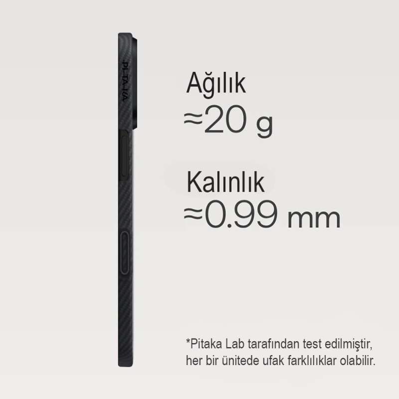 Apple iPhone 17 Kılıf M-safe Şarj Özellikli 1500D Aramid Fiber Pitaka Ultra-Slim Classic Serisi Black-Grey Twill Kapak - 7