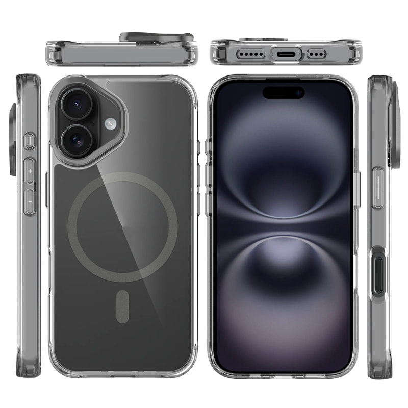 Apple iPhone 17 Kılıf M-safe Şarj Özellikli Airbagli Kamera Standlı Zore Azor Kapak - 16