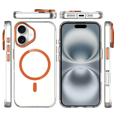 Apple iPhone 17 Kılıf M-safe Şarj Özellikli Airbagli Kamera Standlı Zore Azor Kapak - 20