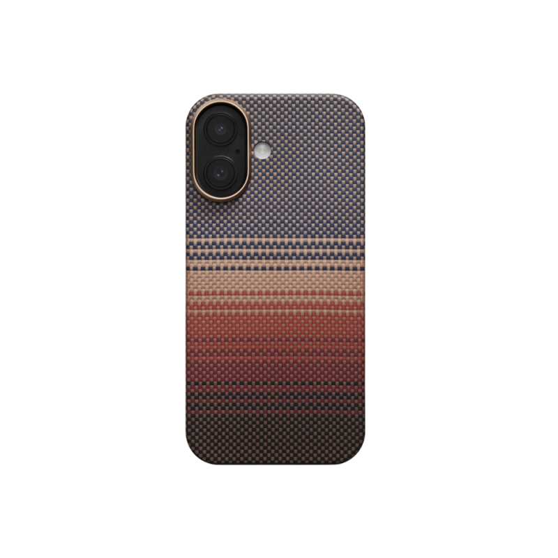 Apple iPhone 17 Kılıf M-safe Şarj Özellikli Aramid Fiber Pitaka Tactile Woven Sunset-Moonrise Serisi Sunset Kapak - 10